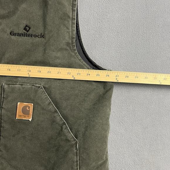 Vintage Carhartt Vest Mens 2XL Moss Green Quilted Canvas Full Zip Workwear - Picture 6 of 7